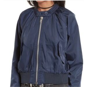 Free People XL Midnight Navy Bomber Jacket – Women's Classic Casual Outerwear